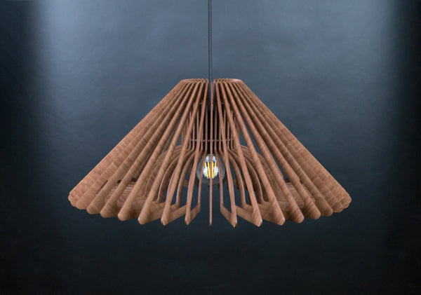 Halo wooden pendant light in walnut – modern design – photo 2