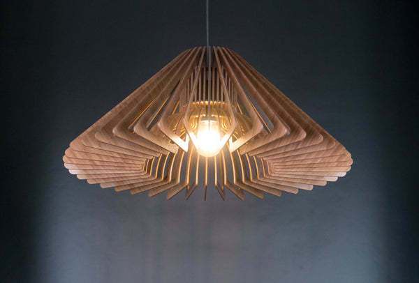 Halo wooden pendant light in walnut – modern design – photo 7
