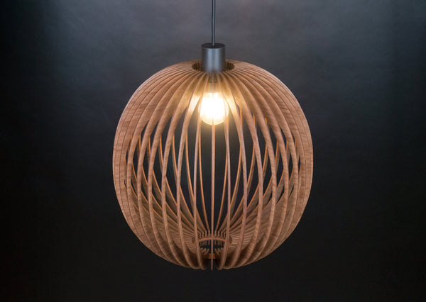 Bubble wooden pendant light in walnut – mid-century design for the dining room – photo 9