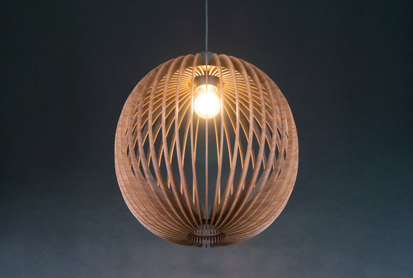 Bubble wooden pendant light with plug – mid-century design for the dining room – photo 4