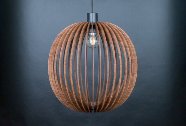 Bubble wooden pendant light in walnut – mid-century design for the dining room – photo 3