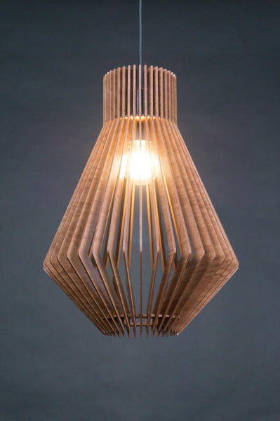 Cone wooden pendant light – mid-century and geometric design for the dining room – photo 3