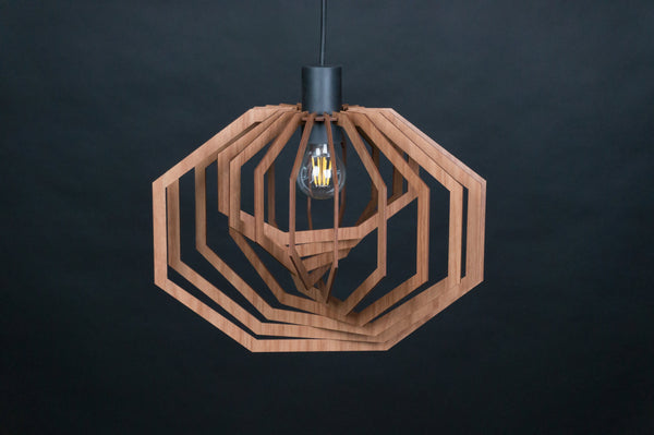 Octagon wooden pendant light – Scandinavian design for the dining room – photo 9