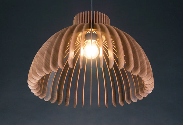 Dome wooden pendant light – geometric design for the dining room – photo 7