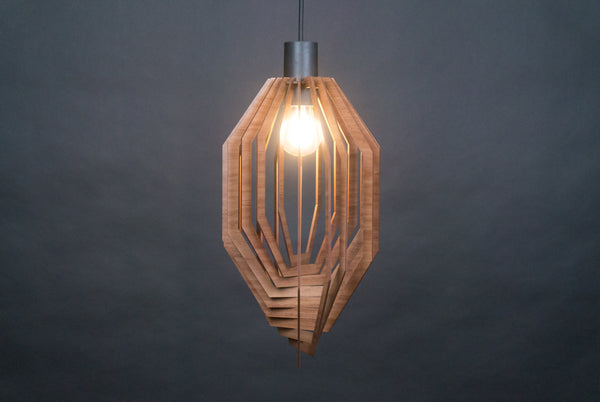 Vertical octagon wooden pendant light – geometric and boho design for the dining room – photo 7