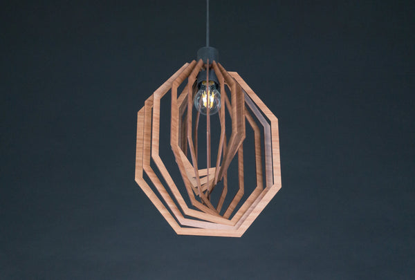 Vertical octagon wooden pendant light – geometric and boho design for the dining room – photo 4