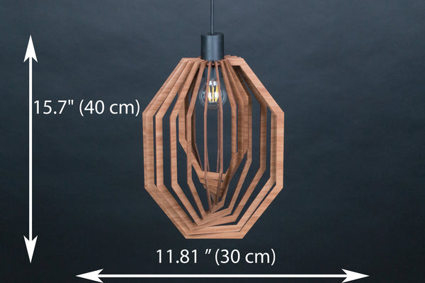 Vertical octagon wooden pendant light – geometric and boho design for the dining room – photo 2