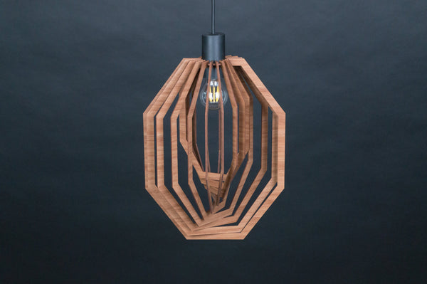 Vertical octagon wooden pendant light – Scandinavian design for the dining room – photo 6