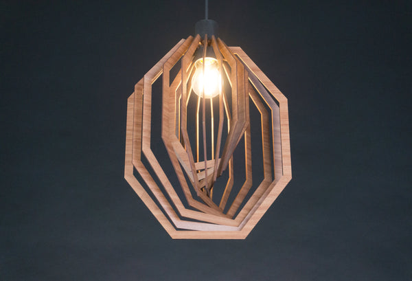 Vertical octagon wooden pendant light – Scandinavian design for the dining room – photo 4