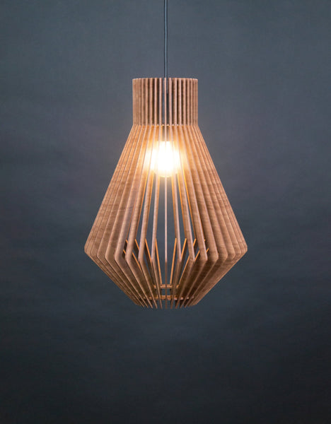 Cone wooden pendant light – mid-century and geometric design for the dining room