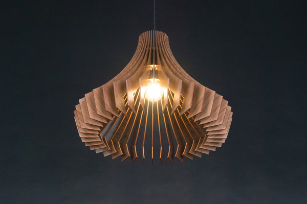 Pagoda wooden pendant light – industrial design for the dining room – photo 9