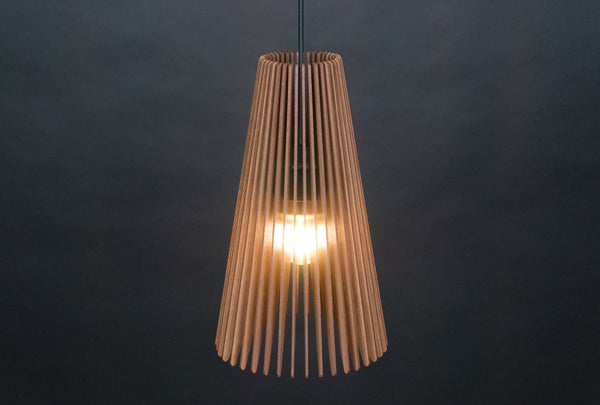 Taper wooden pendant light – mid-century design – photo 8