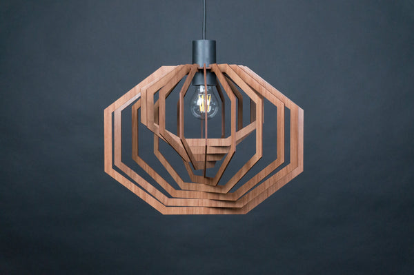 Octagon wooden pendant light – geometric and Scandinavian design for the dining room