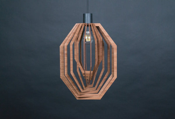 Vertical octagon wooden pendant light – Scandinavian design for the dining room – photo 10