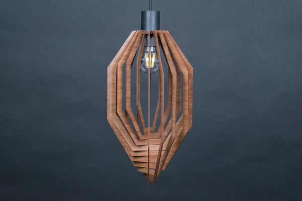 Vertical octagon wooden pendant light – Scandinavian design for the dining room – photo 7