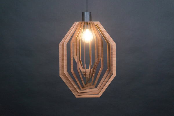 Vertical octagon wooden pendant light – Scandinavian design for the dining room