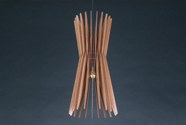 Hourglass wooden pendant light – mid-century design – photo 5