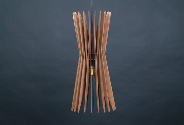 Hourglass wooden pendant light – mid-century design – photo 2