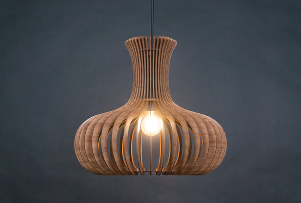 Vase wooden pendant light – Scandinavian and mid-century design – photo 6