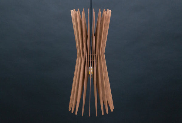 Hourglass wooden pendant light – mid-century design – photo 3