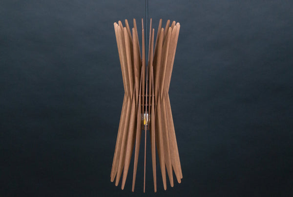 Hourglass wooden pendant light – mid-century design – photo 8