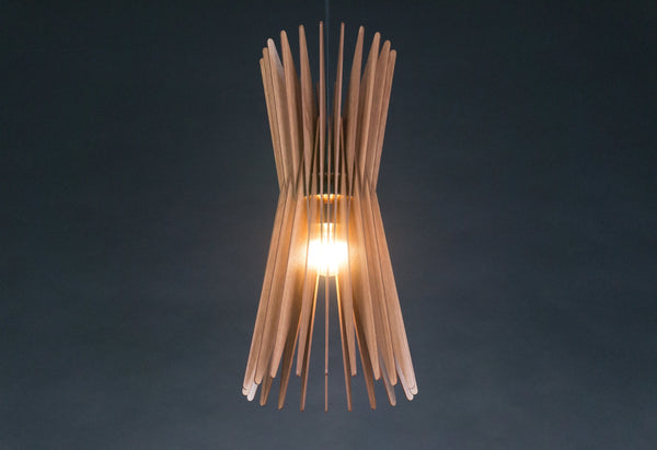 Hourglass wooden pendant light – mid-century design
