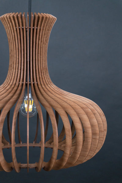 Vase wooden pendant light – Scandinavian and mid-century design – photo 4