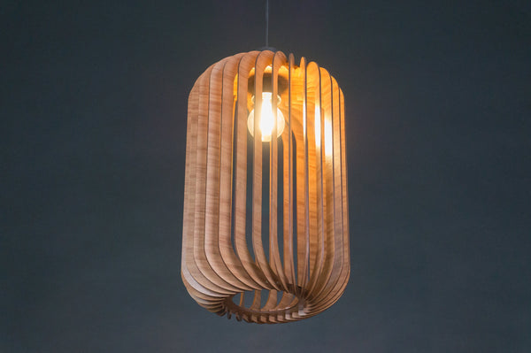 Twisted lantern wooden pendant light – mid-century and Scandinavian design – photo 6