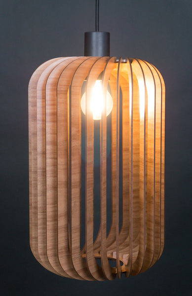 Twisted lantern wooden pendant light – mid-century and Scandinavian design – photo 9