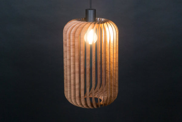 Twisted lantern wooden pendant light – mid-century and Scandinavian design – photo 2