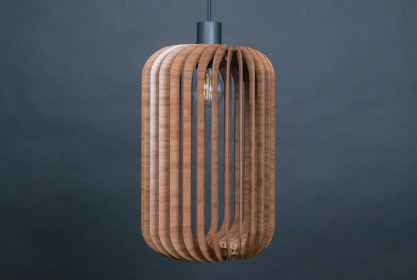 Twisted lantern wooden pendant light – mid-century and Scandinavian design – photo 10