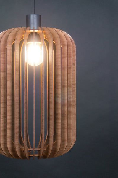 Lantern wooden pendant light – mid-century design – photo 4