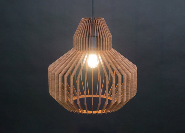 Hive wooden pendant light in walnut – mid-century and Scandinavian design – photo 2