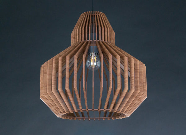 Hive wooden pendant light in walnut – mid-century and Scandinavian design – photo 9