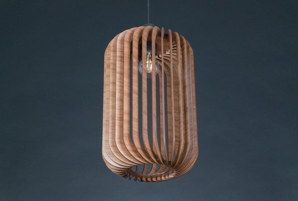 Lantern wooden pendant light – mid-century and Scandinavian design – photo 9
