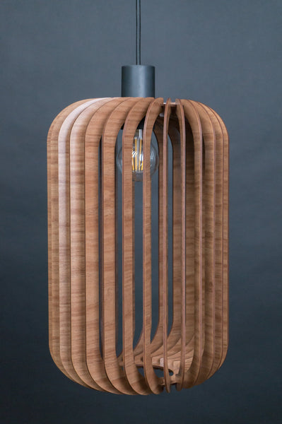 Twisted lantern wooden pendant light – mid-century and Scandinavian design – photo 5