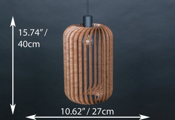 Twisted lantern wooden pendant light – mid-century and Scandinavian design – photo 2
