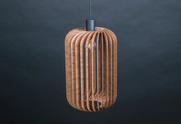 Twisted lantern wooden pendant light – mid-century and Scandinavian design – photo 7