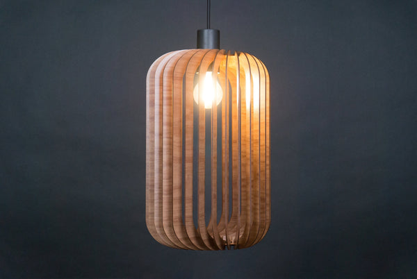 Twisted lantern wooden pendant light – mid-century and Scandinavian design – photo 12