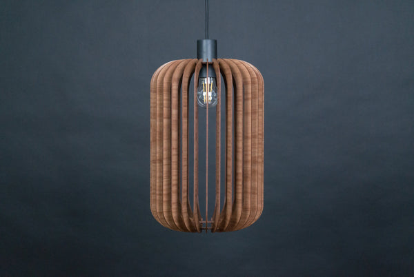 Lantern wooden pendant light – mid-century design – photo 9