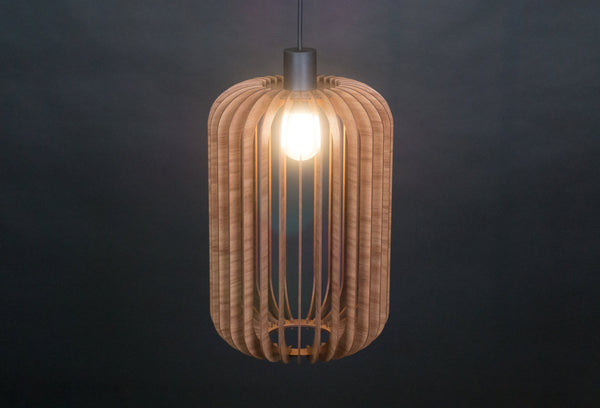 Lantern wooden pendant light – mid-century and Scandinavian design – photo 2