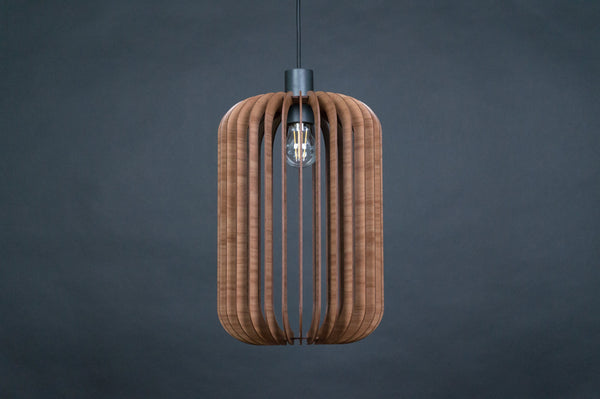 Lantern wooden pendant light – mid-century and Scandinavian design – photo 6