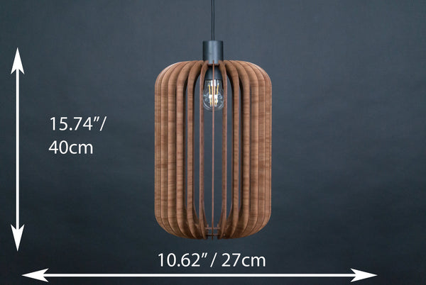 Lantern wooden pendant light – mid-century and Scandinavian design – photo 5
