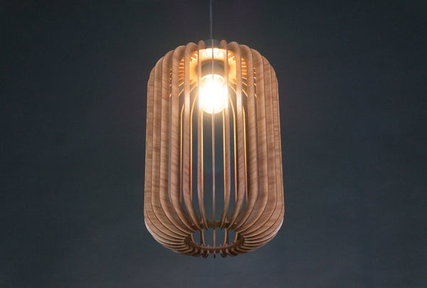 Lantern wooden pendant light – mid-century and Scandinavian design – photo 3