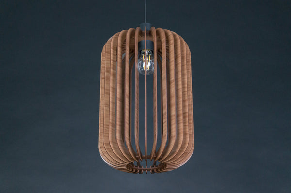 Lantern wooden pendant light – mid-century and Scandinavian design – photo 7