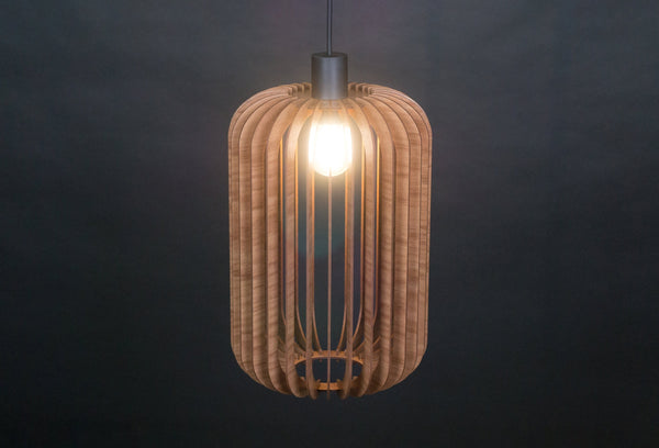 Lantern wooden pendant light – mid-century design