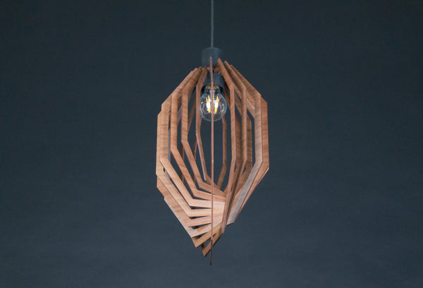 Vortex wooden pendant light – geometric and Scandinavian design for the dining room