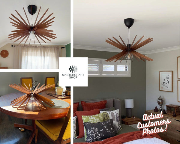 Starburst wooden pendant light – geometric design for the dining room – photo 3
