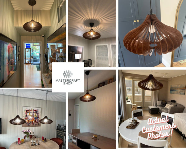 Teardrop wooden pendant light – modern design – photo 2