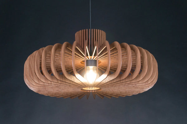 Disc wooden pendant light in walnut – Scandinavian and mid-century design – photo 5